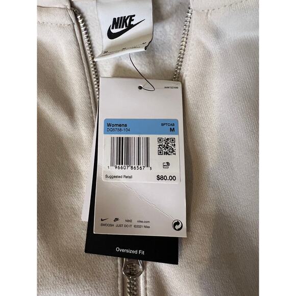 Nike full zip cream hoodie Oversized Women's Medium & XL NWT - Picture 4 of 5